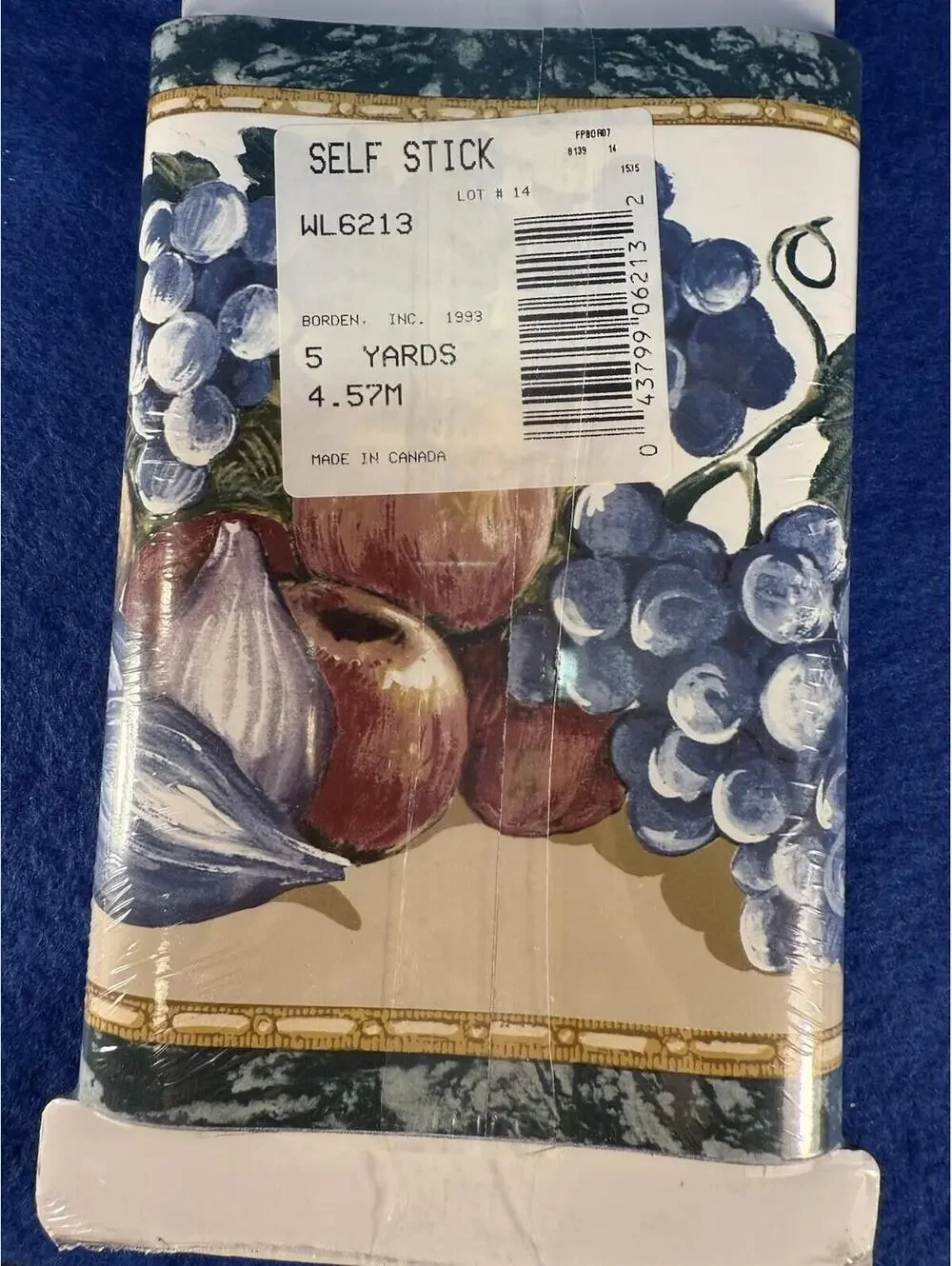 Vintage SUNWORTHY Peel /Stick Wallpaper Border Fruit Design 5 Yards Kitchen 1993